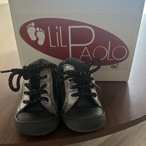 Lil Paolo Cendrillon Black and Silver Baby Boots